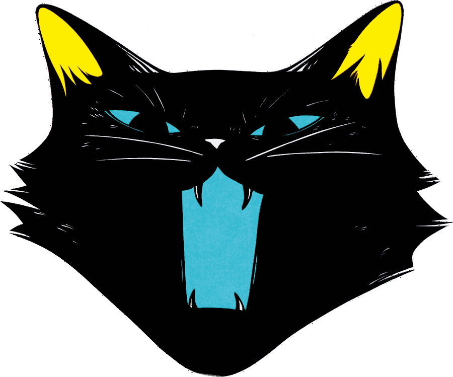 口をあけた黒猫の切り絵