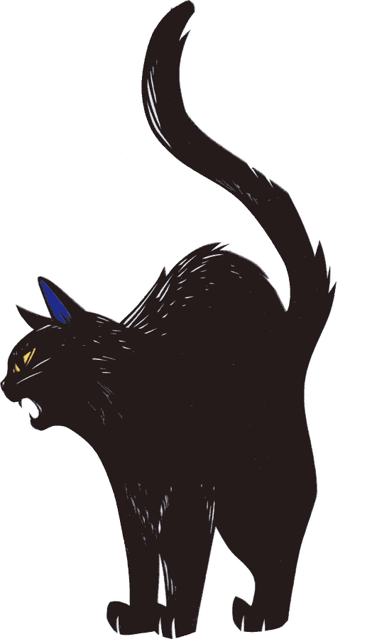 尻尾を立てた黒猫の切り絵